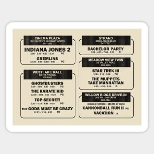 1984 Movie Showtimes (faded) Sticker